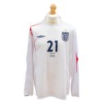 England: An England v. Portugal, World Cup 2006, 1st July 2006, match issued white England shirt.