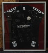 Derby County: A signed and framed Derby County away shirt, 2007-08, a season in which Derby County