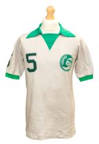 New York Cosmos: A New York Cosmos, match worn, 1977, white home shirt with green collar, short-