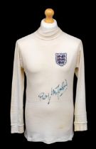 England: An England, match worn, long-sleeved home football shirt, worn by Roy McFarland, in the