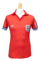 England: An England v Brazil, 12th May 1981, match worn red England shirt. Worn by Kenny Sansom.