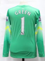 Queens Park Rangers: A QPR goalkeeper football shirt, match issued, 2014-15, long-sleeved, Green