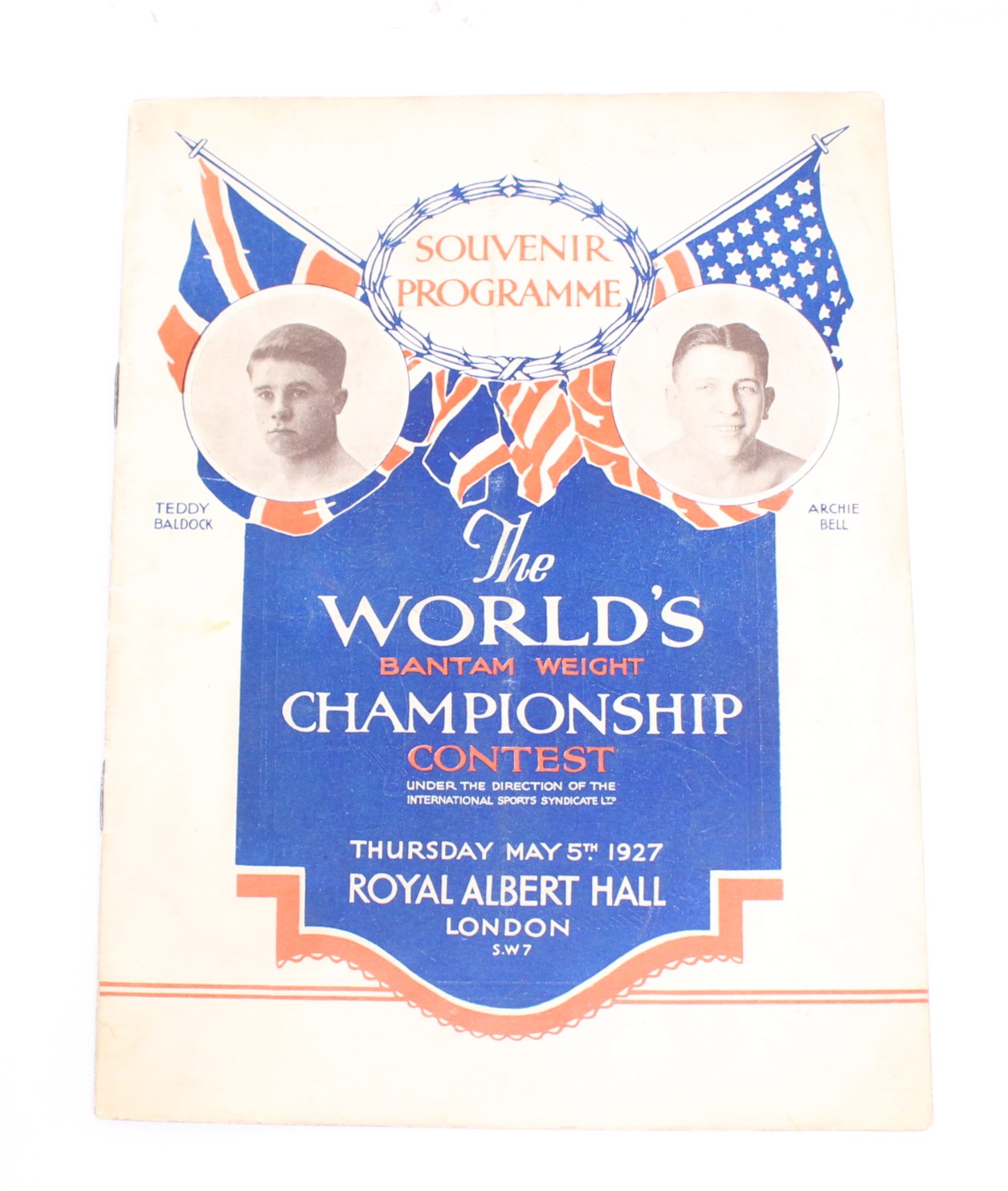Boxing: A rare, original, World's Bantam Weight Championship Contest Souvenir Programme, Teddy