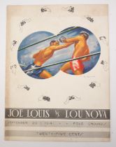 Boxing: A Joe Louis v. Lou Nova, boxing programme, 29th September 1941, Polo Grounds, New York. Very