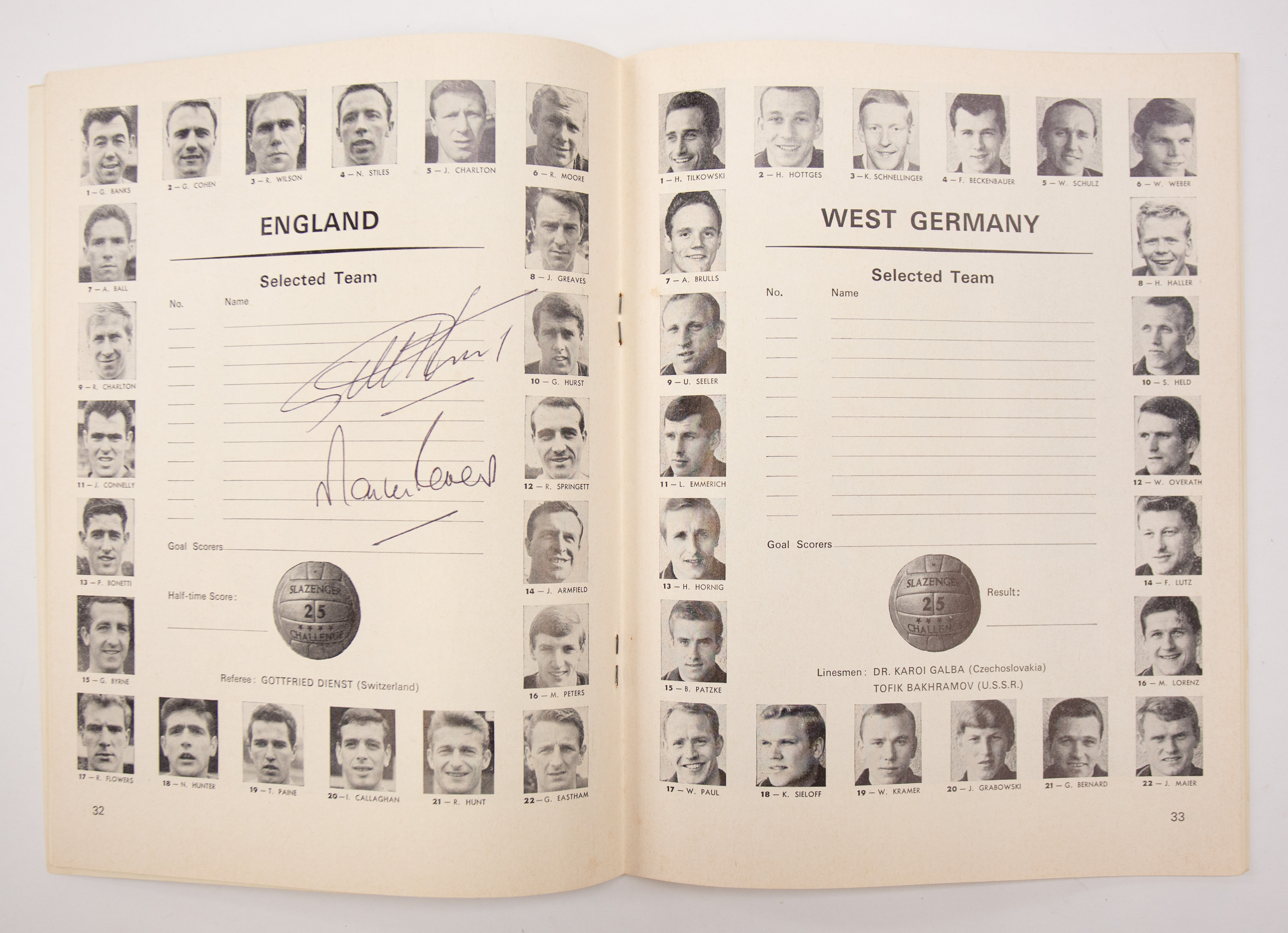 World Cup: A 1966 World Cup Final programme, England v. West Germany, July 30th 1966. Signed by - Image 2 of 4