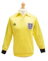 England: An England v. Northern Ireland, 20th May 1980, match worn yellow England goalkeeper