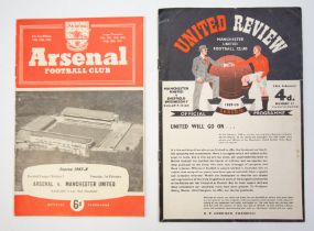 Manchester United: A pair of Manchester United football programmes, to comprise: Arsenal v.