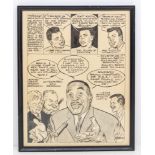 Boxing: An original cartoon artwork by Dick Johnson, circa mid-1960s of Sonny Liston and Cassius