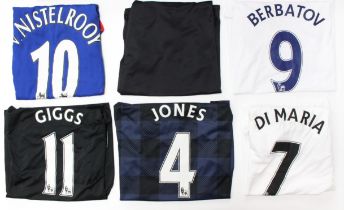Manchester United: A collection of six Manchester United away short-sleeved football shirts, to