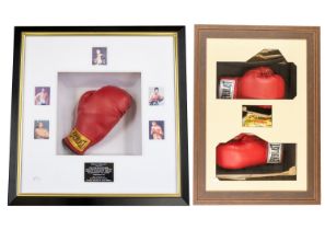 Boxing: A framed and glazed signed boxing glove, originally signed by Muhammad Ali, Ken Norton,