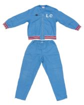 England: An England 1970 FIFA World Cup tracksuit top and bottoms, worn by Les Cocker. Pale blue