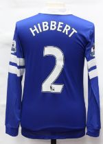 Everton: An Everton home football shirt, match issued, 2013-14, long-sleeved, Hibbert 2, Size S,