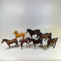 A collection of 6 Beswick horses and a Royal Doulton Horse.