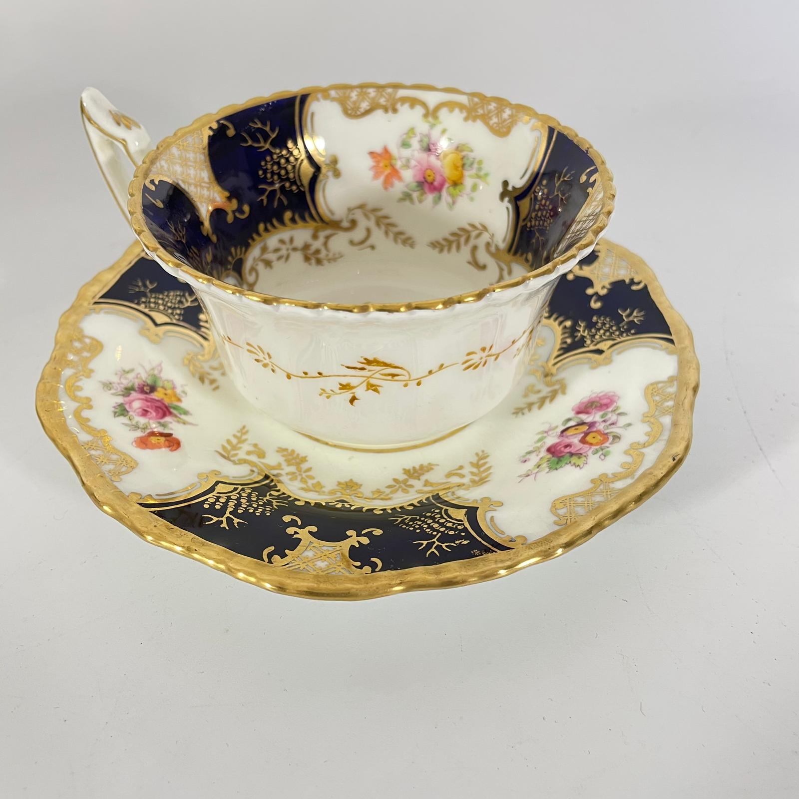 Part coalport cobalt blue batwing tea-set comprising of 11 cups, 12 saucers, 12 tea plates, milk - Image 8 of 16