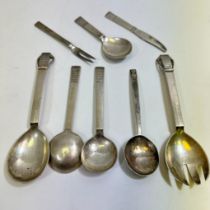 George Jensen sterling silver Denmark 7 pieces flatware and a similar silver spoon, total weight