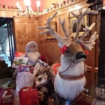 Life size Father Christmas and reindeer and hand made sleigh. (Main photo taken in situ, presents