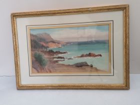 An Albert Stevens Watercolour "Continental Coastal Scene" exhibited 1872 - 1907 Framed and glazed
