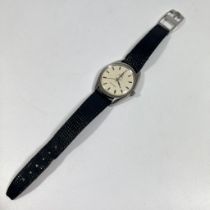 An Omega Seamaster Automatic stainless steel wristwatch, approx 35mm case on a leather Omega strap