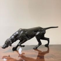 Large cast bronze figure of a Pointer dog