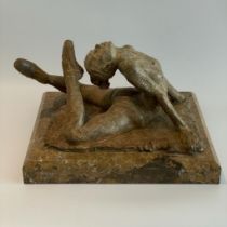 Richard MacDonald (b 1946) bronze sculpture of a dancer on a marble base "Crystal Etendue". Signed