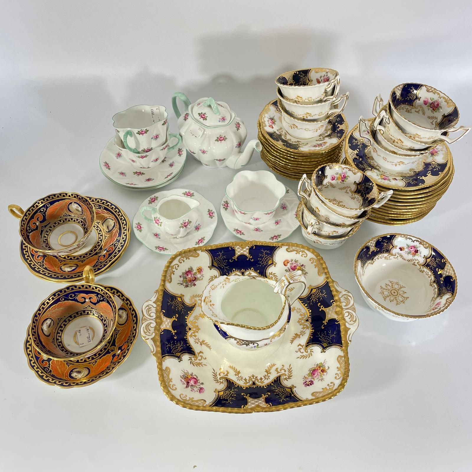 Part coalport cobalt blue batwing tea-set comprising of 11 cups, 12 saucers, 12 tea plates, milk - Image 16 of 16