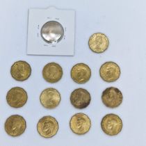 A selection of Brass Threepences in EF(Extremely Fine) & UNC (Uncirculated) cond.