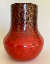 Monart Art Glass Vase, red, speckled