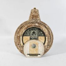 Troika Pottery Wheel Lamp with geometric motifs.  Signed to base 28cm High.  Fittings removed