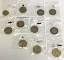 A selection of commemorative £1 and £2 coins in EF/ UNC condition