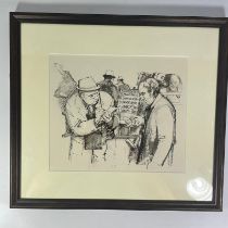 Pen and Ink Horse betting scene.  Anthony Morris.  Recently reframed 45 x 41cm