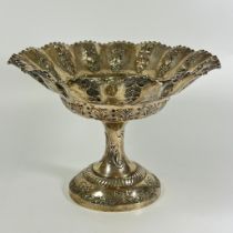 Sterling Silver Mappin and Webb Repousse Footed Fruit Bowl with fruit motifs