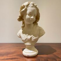 A large resin bust of a young peasant girl after Grinam Niam - approx 47cm tall.