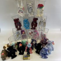 Collection of 24 TY Beanie Babies.  Collection including Birthday Bear, The End, Princess Diana (