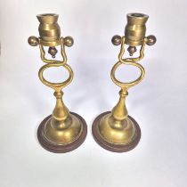 Pair Early 20th Century Gimbal Brass Candlesticks