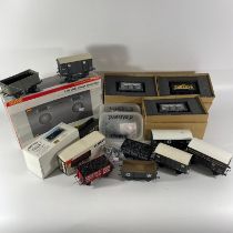 A collection of various model railway O gauge wagons, including, Skytrex examples, together with