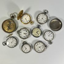 *******REOFFER JANUARY 12, 2024 - ESTIMATE £40-60***** 3 silver pocket watches and 6 other pocket