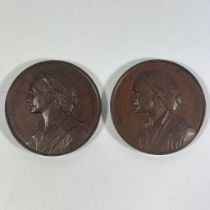 A pair bronze medals. Late 19th Century Pair Bronze medals. University of Glasgow, William Hunter