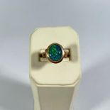 18ct Opal and Yellow Gold Ring m- size 'N' circa 4.7grams.