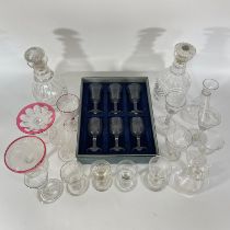 22 pieces of 19th Century and later glassware including 2 decanters.