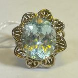 ******REOFFER JANUARY 12, 2024 ESTIMATE £250-£350****** Large Single Stone Aquamarine Ring, size '