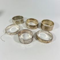 6 x silver bangles (including all engraved)
