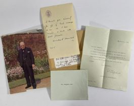 An interesting hand written Thank You note signed Winston Churchill with Home of Commons stamp dated