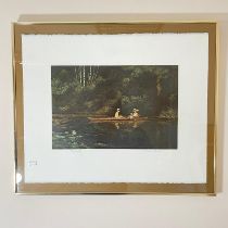 Frank Martin, British (1921-2005) signed aqua tint. London stamp, No 50/100 in a gilt frame