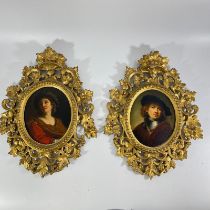 A pair of oil on board portraits, young man with Gorget and Beret after Rembrandt and Samian Sybil