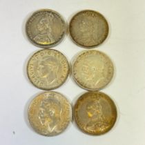 A selection of 6 English Shillings in EF (Extremely Fine) condition