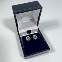 ********REOFFER JANUARY 12, 2024 ESTIMATE £80 - £120****** A pair of 18ct yellow gold blue topaz and