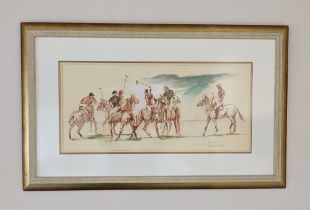 Joseph H Sulkowski A Signed Pastel of a Polo Match Postwar and Contemporary Artist specialising in