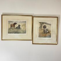 Two Henry Wilkinson (1921-2011) Dry point in colour prints wolfhounds 52/150 and Ben 148/200. Both
