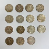 A selection of English shillings in EF (Extremely Fine) condition