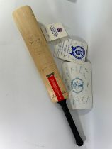 Cricket bat signed by various members of the the England cricket team, mostley from the 1950s to